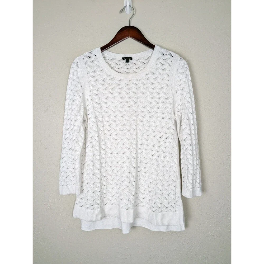 Talbots Textured Linen Cotton Blend Pullover Sweater
